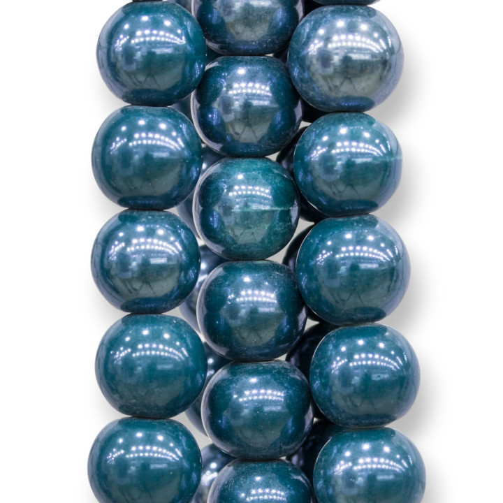 Polished Ceramic Round Smooth 14mm Teal