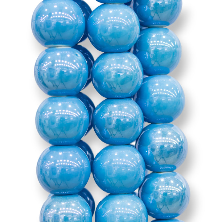 Polished Ceramic Round Smooth 22mm Light Blue