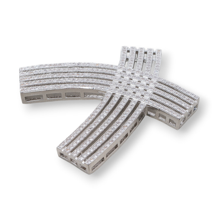 Centrale Di Ottone Con Zirconi Incastonati Nastro 49x47mm 1pz