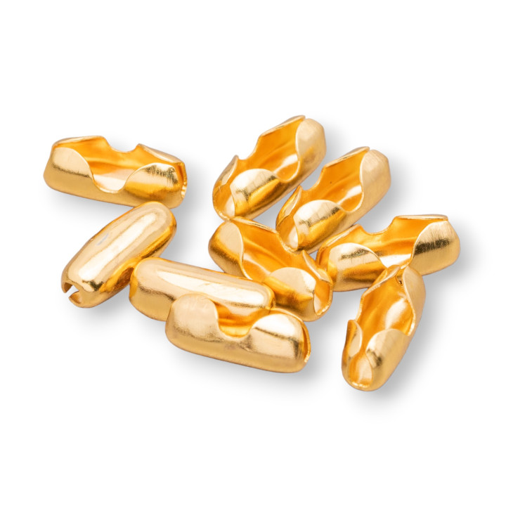 Chiusura Di Acciaio Per Catene A Pallina 4x10mm 40gr Placcato Oro Per Catena Misura 3,2mm 200pz