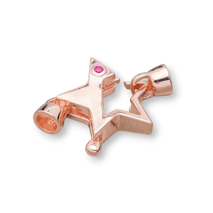 Broche De Langosta De Plata De Ley 925 Con Copas Y Punto De Luz De Estrella 17x25mm 2 Piezas Oro Rosa Rubí