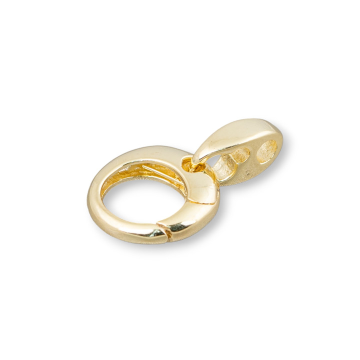 925 Silver Round Spring Clasp With Hook 11x17mm 4pcs Golden