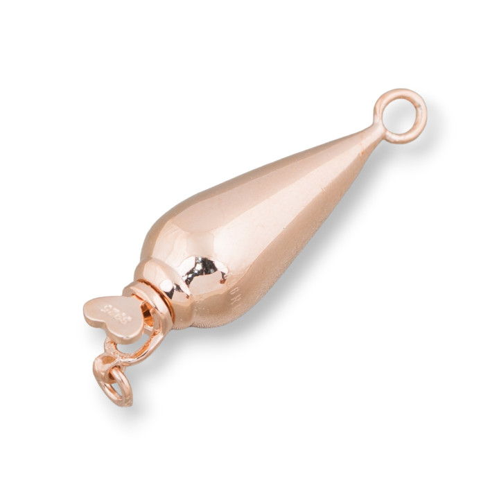 Chiusura Di Argento 925 Goccia Liscia 8x30mm 2pz Oro Rosa