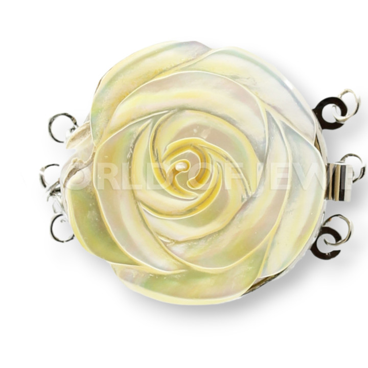 Πολύκλωνο ορειχάλκινο κούμπωμα με Mother of Pearl 18-20mm 8τμχ Λευκό