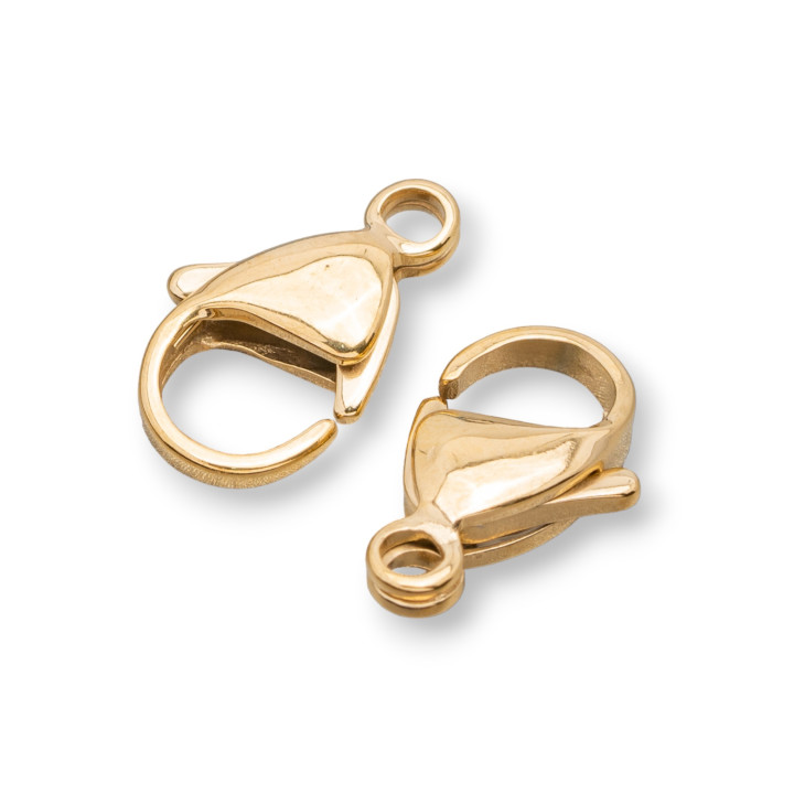 316 Ατσάλινο κούμπωμα καραμπίνερ με δαχτυλίδι 15mm 80τμχ Επιχρυσωμένο