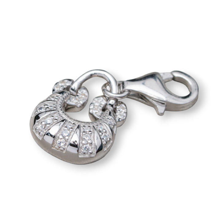 Anhänger Charms-Anhänger aus 925er Silber mit Karabiner in Handtasche mit eingefassten Zirkonen 11x26mm 3St Rhodium