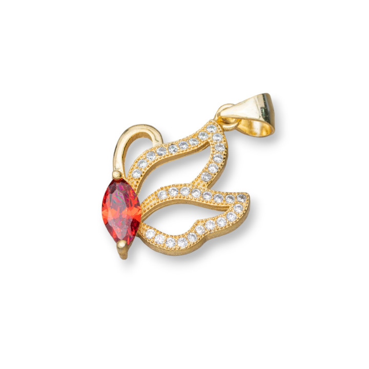 Anhänger Anhänger aus 925er Silber mit Zirkonia Schmetterling 15x26mm 3St Rotgold