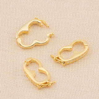 Fermoirs Argent 925 Avec Zircons Stop Collier 10x20mm 3pcs Doré