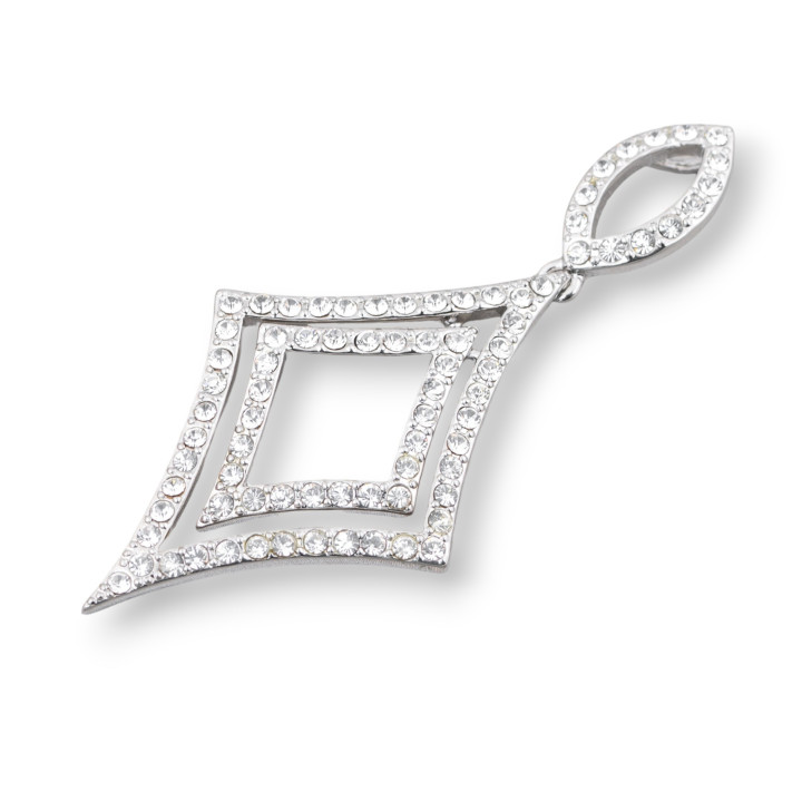 Pendentif Pendentif Laiton Avec Losanges Et Zircons 33x76mm