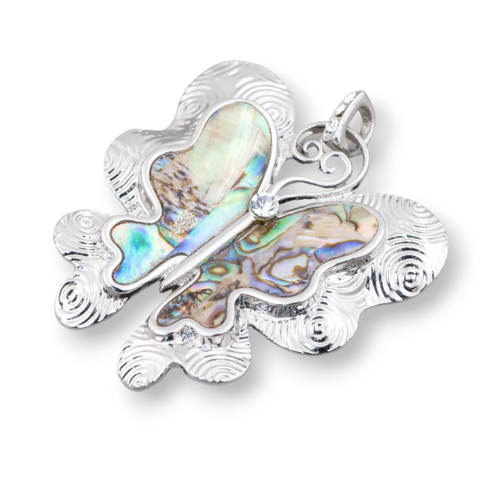 Μπρούτζινο μενταγιόν Mother of Pearl Butterfly Με Ζιργκόν 55x66mm