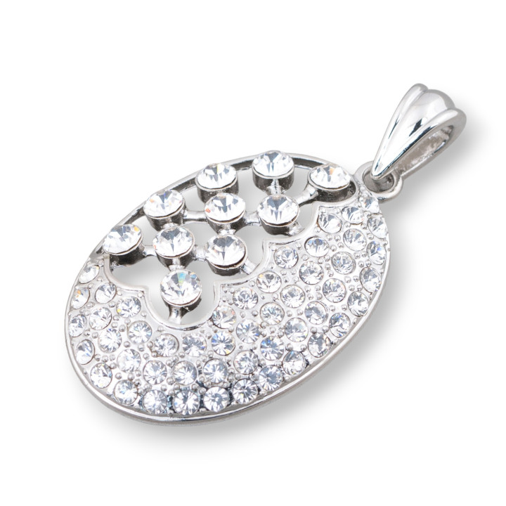 Pendentif Ovale Laiton Pendentif Avec Zircons 22x50mm