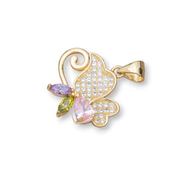 Anhänger Anhänger in Silber 925 mit Zirkonia Schmetterling 19x23mm 3St Golden