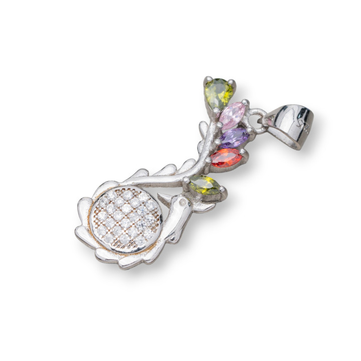 Colgante Colgante Plata 925 Con Fénix Circonitas 10x29mm 3pcs Rodio