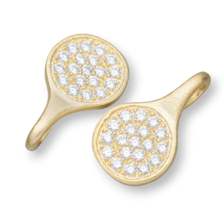 Colgante 925 Plata Gotas Satinado 11,5x19,5mm Con Circonitas Set 6pzs Dorado