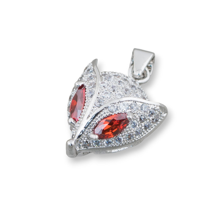 Pendentif Pendentif En Argent 925 Avec Zircons Renard 12x22mm 2pcs Rhodié