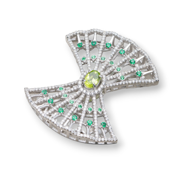 Composant de connecteur central en argent 925 avec zircons 36x41mm 1pc MOD4