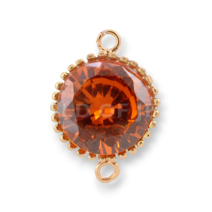 Verbindungselement 925 Sterling Silber Zirkonia Runder Cabochon 14mm 2St Roségold Orange