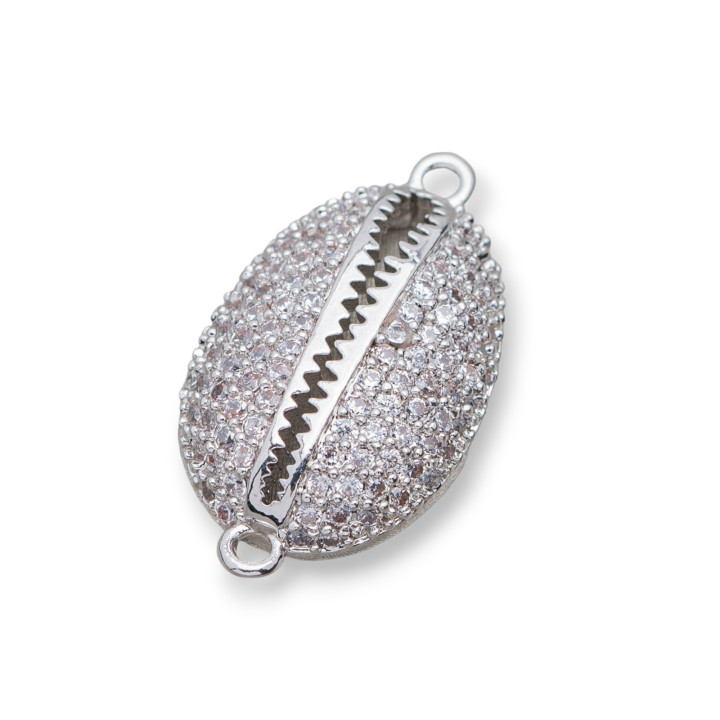 Verbindungselement aus Bronze mit eingebetteter Zirkonia-Schale mit 2 Ringen 12x21mm 8St