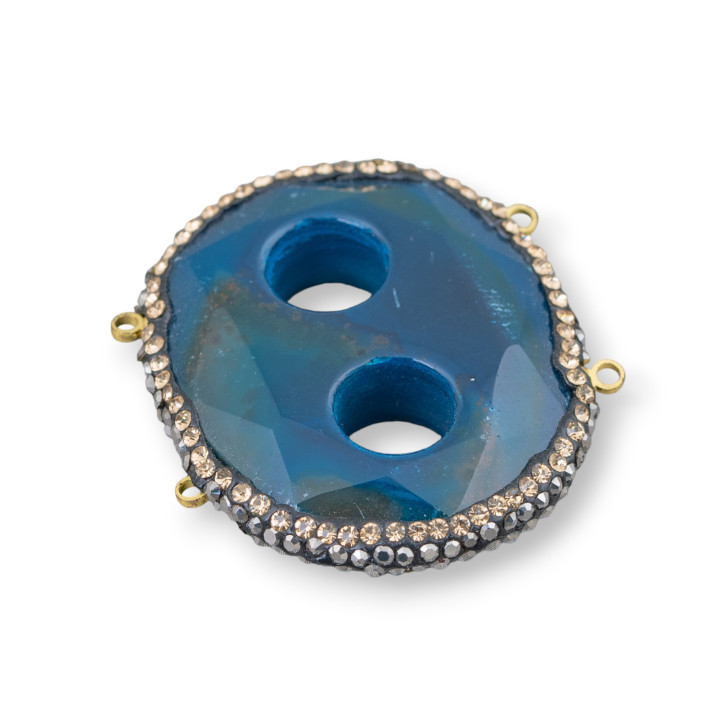 Zentraler Bestandteil aus Hartgestein mit Markasit Strass 40x34mm blauer Achat