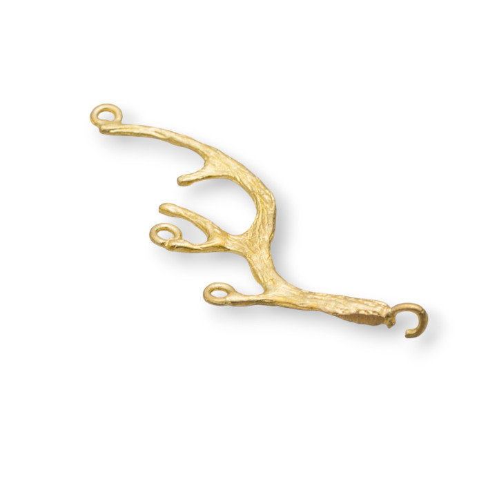 Componente Connettore Di Bronzo Spazzolato Rametti Foglia 09x30mm 30pz Dorato