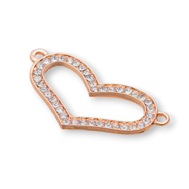 Brass Connector Component With Rhinestones 18x36 25pcs Rose Gold MOD2