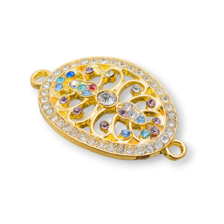Componente Connettore Di Ottone Con Strass 20x33 25pz Dorato MOD3
