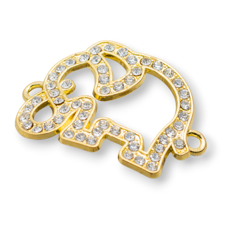 Brass Connector Component With Rhinestones 24x36 25pcs Golden MOD5
