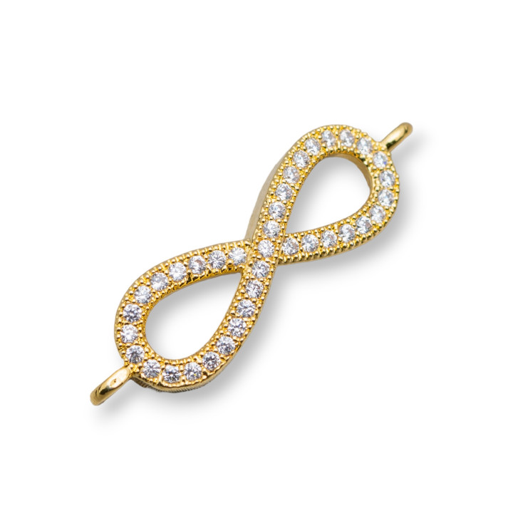 Composant Connecteur Laiton Avec Zircons Infini 07x20mm 5pcs Doré