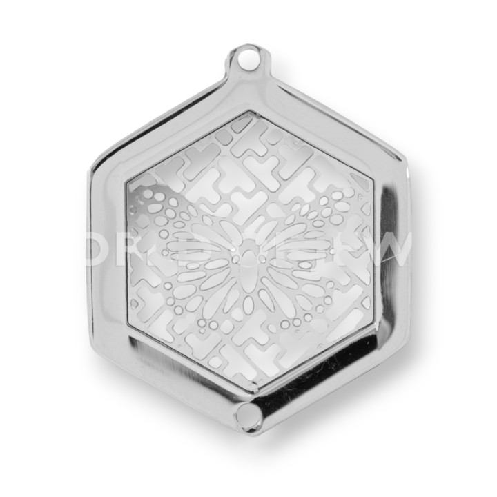 Stahlkomponente Hexagon Hollow Anhänger 25mm 28St