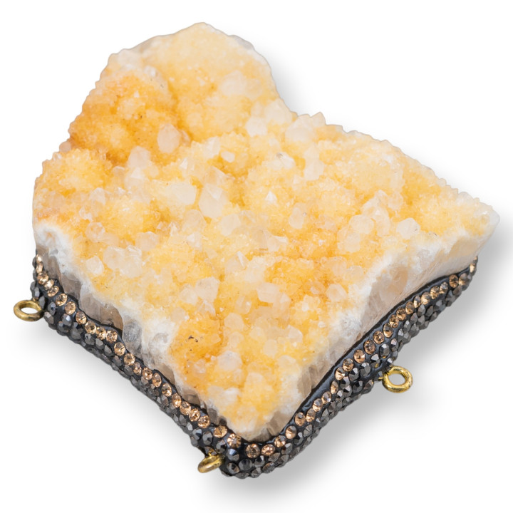 Componente Connettore Di Quarzi E Marcasite Strass 50-70mm Giallo