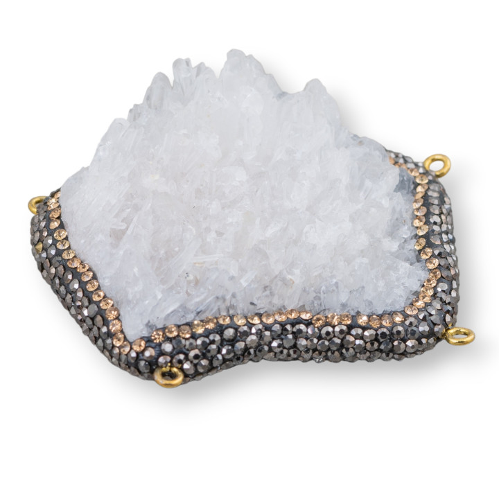 Verbindungsstück aus Rohquarz und Markasit Strass 30-40mm 1Stk
