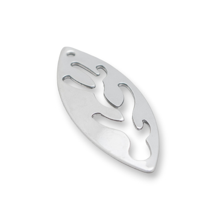 Componente Di Acciaio Foglia Forata Pendente 14x37mm 40pz