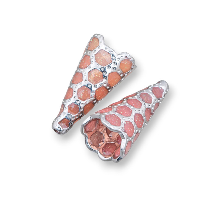 Connecteur de composants Laiton émaillé Perles Copetta Cône 11x23mm 6pcs