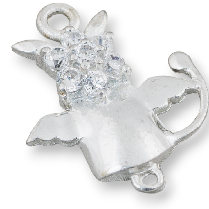 Componente De Plata 925 Con Circonitas Elegantes 15x18mm 4 Piezas Plateadas