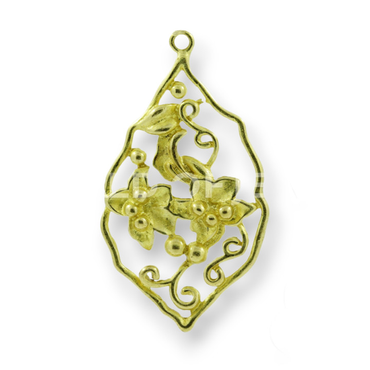 Bronze Brossé Composant Fleurs Baroques 18x33mm 26pcs Doré