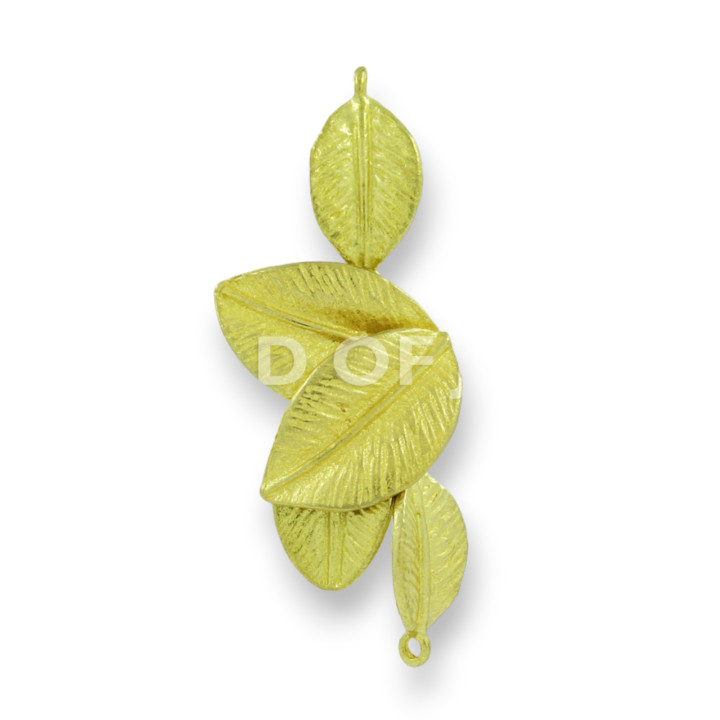 Feuille Bronze Brossé Composant 3 Anneaux 12x30mm 26pcs Doré