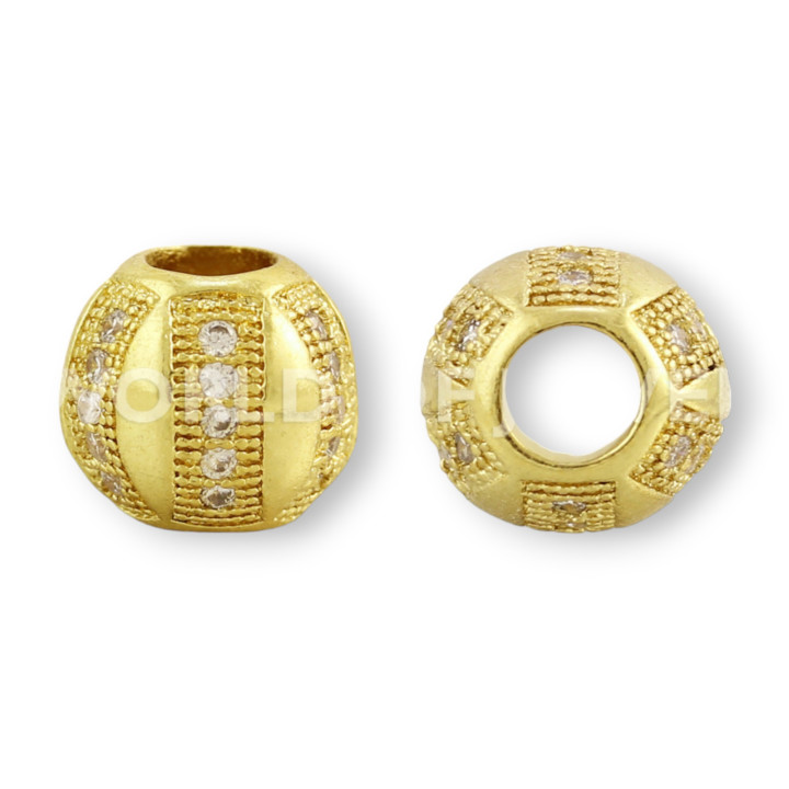 Componente de latón con circonitas Bola 10 mm Agujero 4 mm 7 piezas Dorado