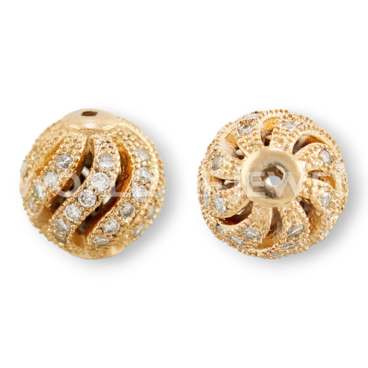 Composant Laiton Avec Boule Zircons Sphère 8mm 8pcs Cuivre