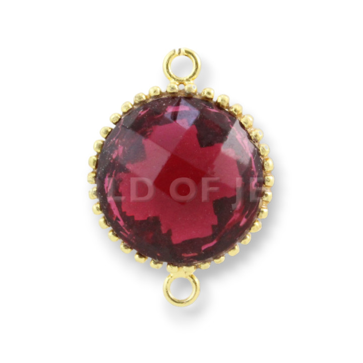 Componente Di Argento 925 Cabochon Idrotermale Tondo 16mm 2pz Dorato Rosso