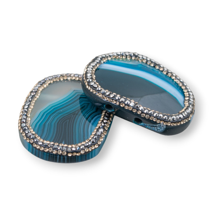 Ágata Componente Con Marcasita Strass 38x30mm 2pcs Ágata Verde