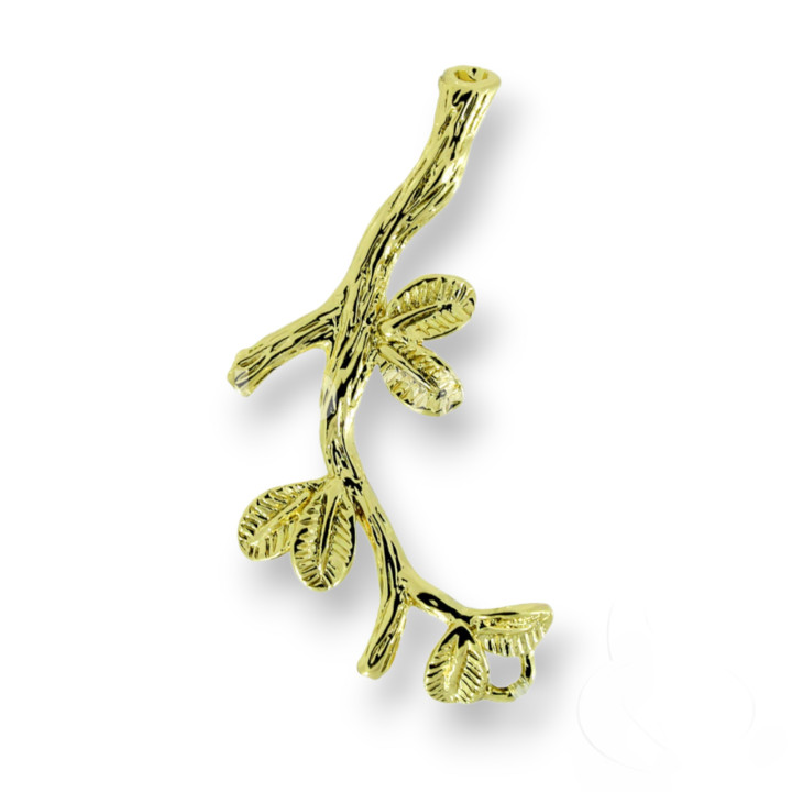 Componente Di Ottone Spazzolato Rametti 2 anellini 12x30mm 10pz Dorato