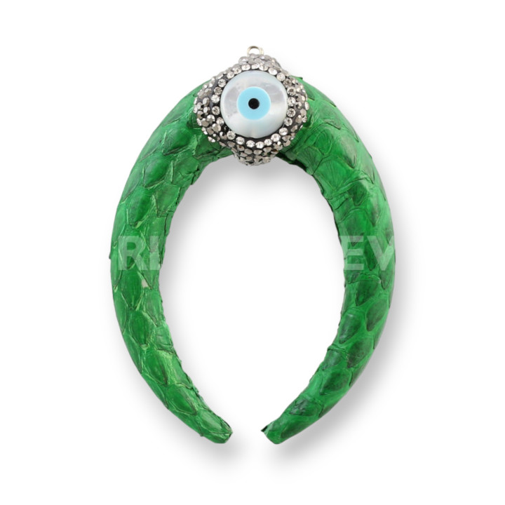 Componente Colgante De Imitación De Cuero Con Marcasita Y Piedras Duras 30x50mm - Verde