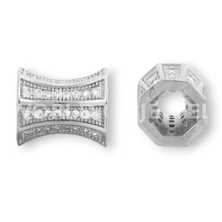 Componente Latón Con Circonitas Tubo 12x10mm 6mm 7pcs Rodio