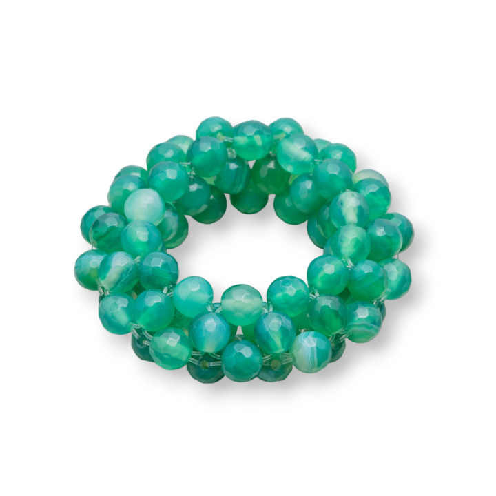 Componente de piedras preciosas Trenzado Redondo Perforado 50 mm 1 pieza Ágata verde