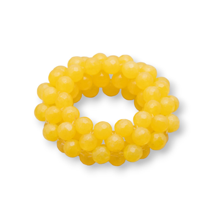 Gema componente trenzado redondo perforado 50 mm 1 pieza jade amarillo