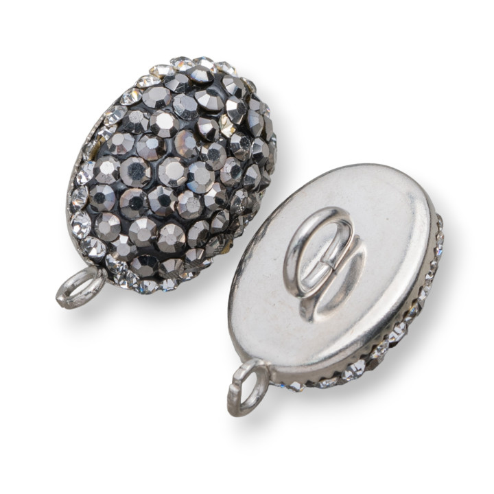 Componenti Di Ottone Con Strass Marcasite Ovale 11x17 5 Paia Rodiato
