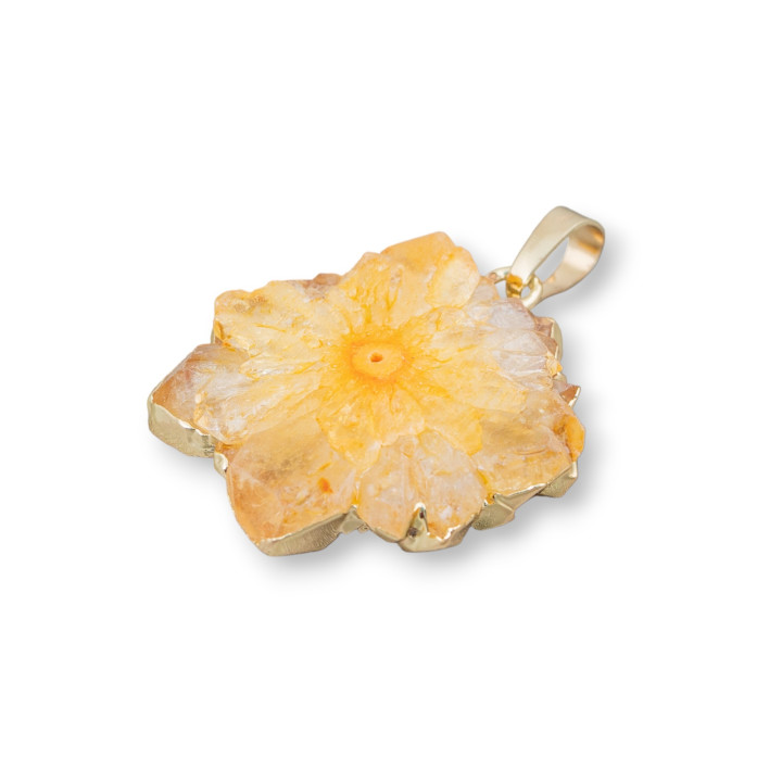 Pendant Component Of Rough Druzy Stones 30-50mm 1pc Yellow