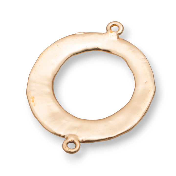Componenti Di Zama A 2 Anellini Cerchio Forato 31x40mm 30pz Dorato Satinato