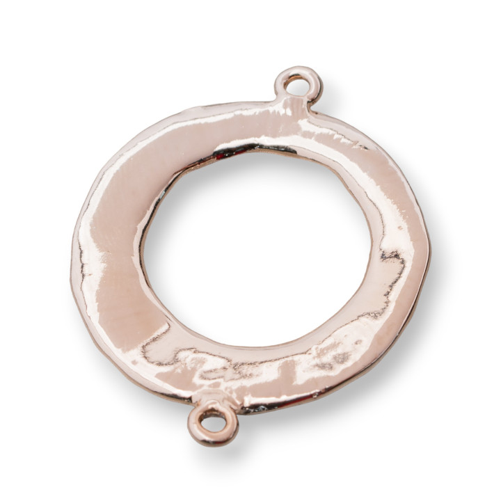 Componenti Di Zama A 2 Anellini Cerchio Forato 31x40mm 30pz Oro Rosa Light