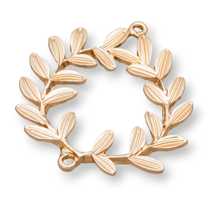 Zamak Components With 2 Rings Laurel Wreath 40x44mm 16pcs Light Golden